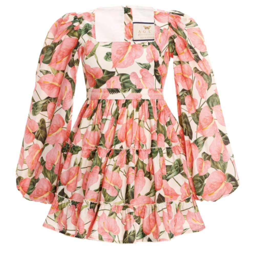 Agua by Agua Bendita Avena Anturioa Mini Cotton Dress Pink XS